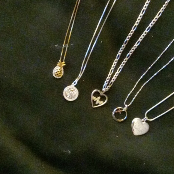 Sterling silver necklaces and 24k gold plated silver necklace with pendants - Picture 4 of 4